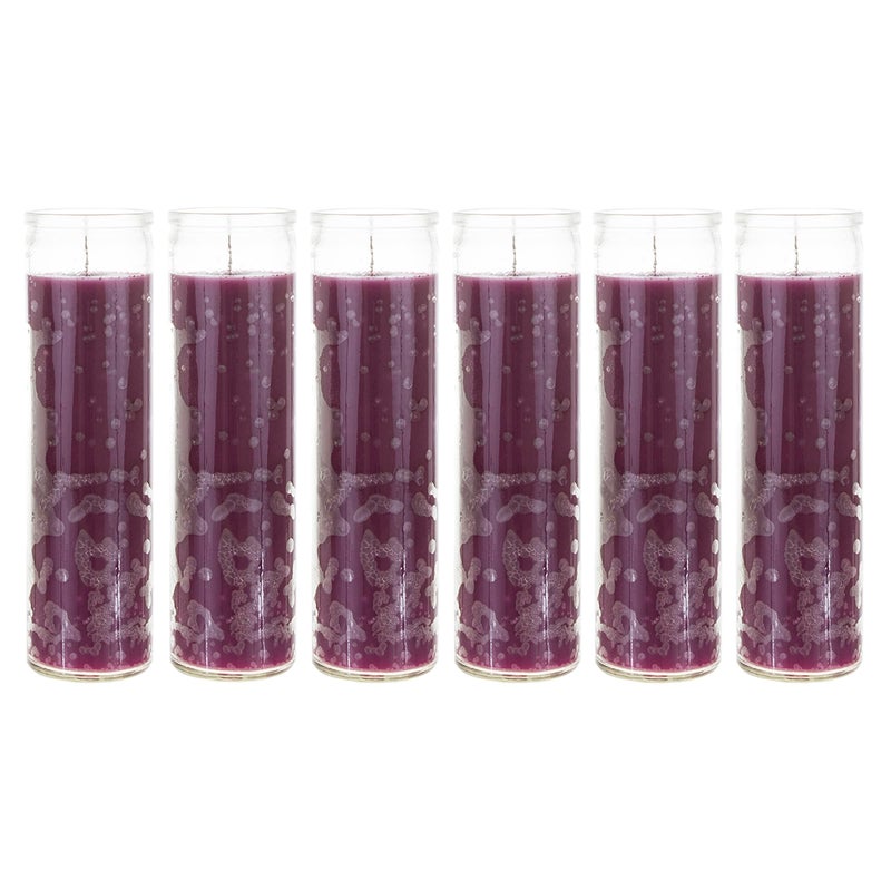 Mega Candles 6 pcs Unscented Purple 7 Day Glass Container Devotional Prayer Candles, Premium Wax Candle 2 Inch x 8 Inch, Sanctuary, Vigils, Prayers, Blessings, Religious, Memorials, Remembrance - Image 1